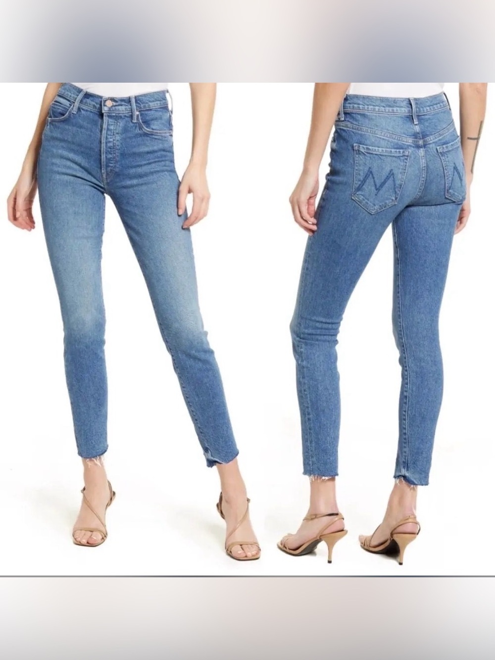 MOTHER Medium Blue Skinny Crop Jeans